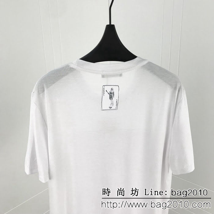 FENDI芬迪 19ss新款短袖 撲克牌老佛爺印花主題 黑色兩色 男女同款 ydi2290